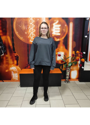 Сірий толстовка жіноча двонитка спущений рукав 46/48 темно-сіра AKSAN