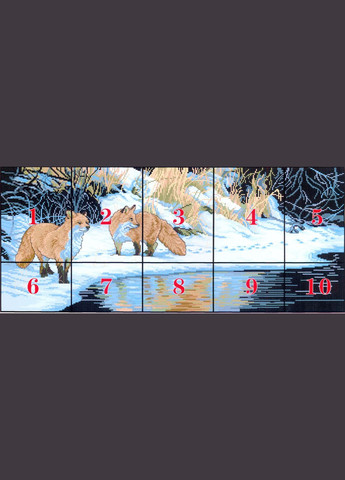Набір для вишивання за нанесеною на канву схемою "Winter fox". AIDA 14CT printed 70*33 см Joy Sunday (313613335)