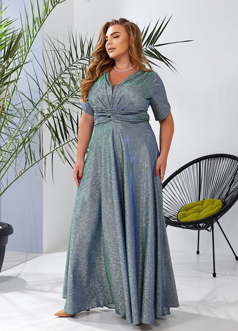 Зеленое праздничный, карнавальный, коктейльное, вечернее вечернее платье макси с глиттером блестящее ампир праздничное колокол, клеш, в стиле ампир No Brand однотонное