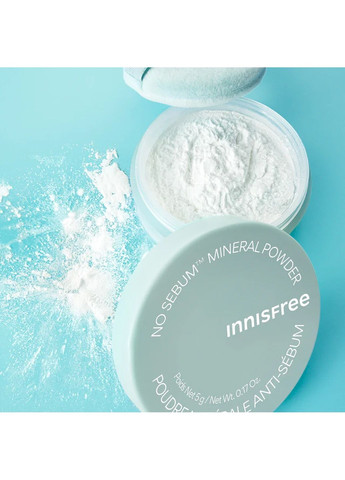 Пудра No Sebum Mineral мінеральна прозора з легким м'ятним ароматом, 5 г INNISFREE (297001374)