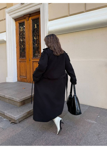 Чорне демісезонне Пальто Утеплене на синтепоновій підкладці пальто-сорочка Україна