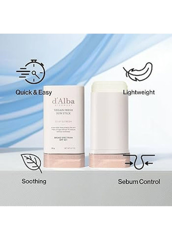 D'ALBA Сонцезахисний стик AIR FIT FRESH SUN STICK із високим фактором захисту SPF 50+ PA++++ — Крем, Південна Корея (253529128)