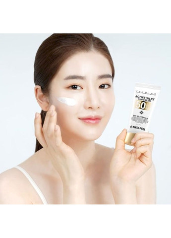 Medi Peel Крем ACTIVE SILKY SUN CREAM солнцезащитный содержит тройной шёлковый комплекс и комплекс пептидов, 50 мл — Крем, Южная Корея (253177728)