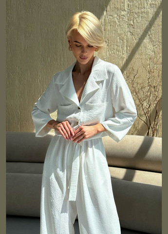 Жіночий літній комбинезон з американського крепу Jadone Fashion комбінезон-брюки однотонний білий повсякденний, кежуал креп