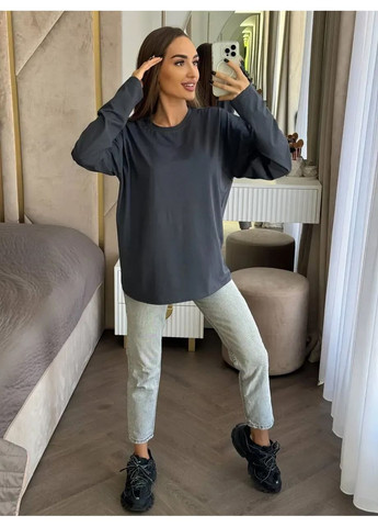 Лонгслів жіночий оверсайз, спущений рукав, колір сірий HiBrand (371014179)