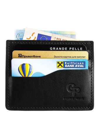 Кардхолдер 305610 100х80м глянсова чорна шкіра Grande Pelle (329149453)