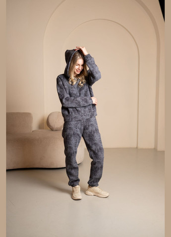 Теплый графитовый костюм с капюшоном на флисе, No Brand 7031 (316703279)