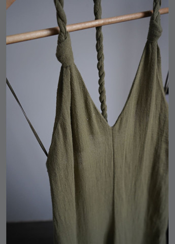 Комбинезон женский хаки из рами Zara комбинезон-брюки повседневный, пляжный хлопок, рами