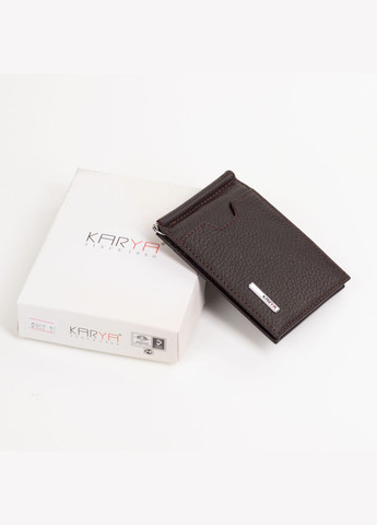 Затиск для грошей 0902-39 шкіряний темно-коричневий Karya (261481825)