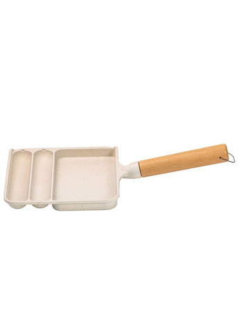 Сковорода прямокутна на 3 секції з антипригарним покриттям бежева Breakfast (356460465)