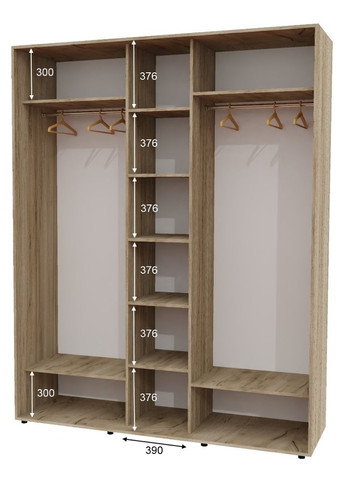 Шафа-купе тридверна 200*60*250 см Дуб крафт сірий 3 двері ДСП ШК-04 Алекса (360448859)