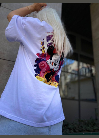 Женская удлиненная футболка в стиле оверсайз с принтом. MonCher - (341679851)