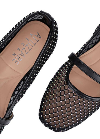 Женские женские балетки dj2808-aa бежевый ткань Attizzare | чёрные текстиль (330179855)
