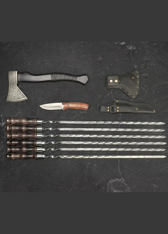 Подарочный набор шампуров в колчане "Вожак" 8 предметов | Нержавеющая сталь Handmade LC-029 (347291582)