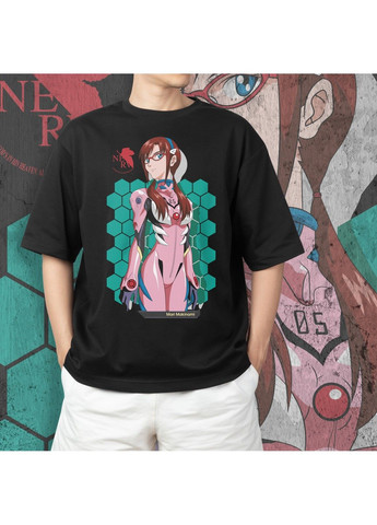 Черная футболка c принтом evangalion - мари макинами No Brand