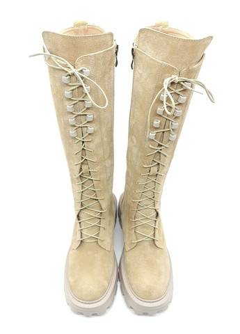 Жіночі чоботи єврозима бежеві замшеві P-14-6 250 мм (р) patterns (259326284)
