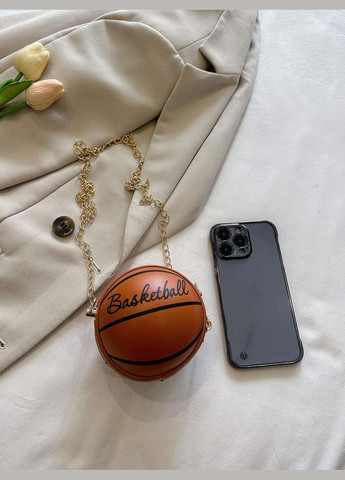 Жіноча кругла сумка маленька 10407 BASKETBALL м'яч на ланцюжку коричнева No Brand (313235634)