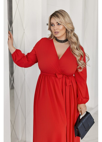 Червона святковий, вечірня жіноча довга сукня на запах No Brand однотонна