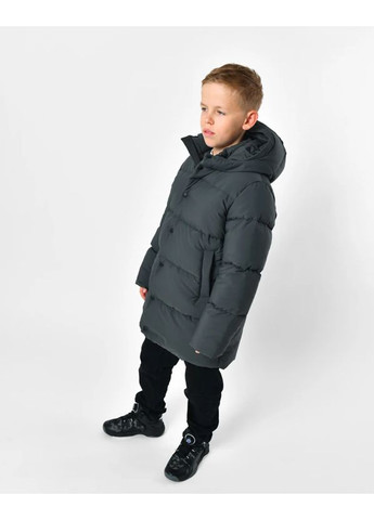 Графітова зимовий пуховик для хлопчика 8373-29 графітовий X-Woyz