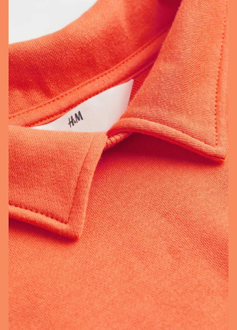H&M світшот укорочений для дівчинки 1126691-009 помаранч однотонний помаранчевий спортивний, повсякденний, кежуал бавовна, еластан