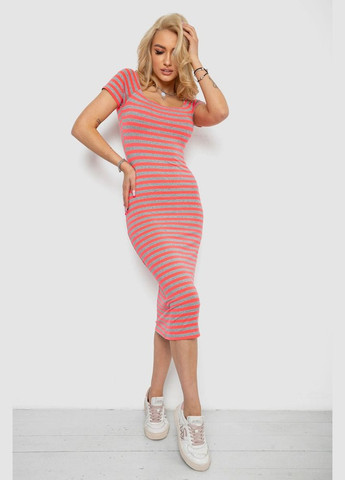 Коралловое кэжуал платье в полоску Ager