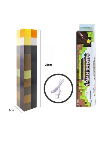Ночник-светильник игрушка Факел Minecraft Майнкрафт LED на аккумуляторе USB No Brand (362452794)