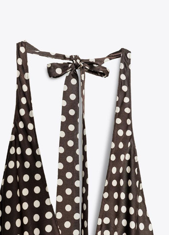 Коричнева повсякденний сукня Zara в горошок