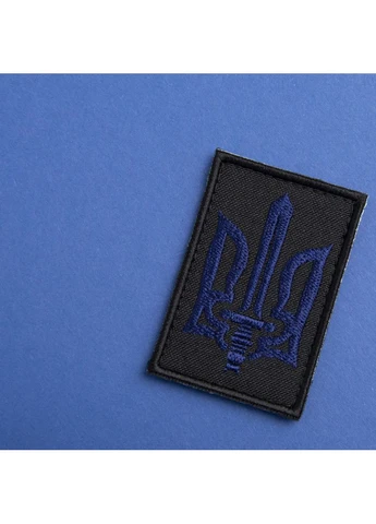 Шеврон на липучці Тризуб УПА синій на чорному 4х6 см вишитий патч нашивка IDEIA (386253474)