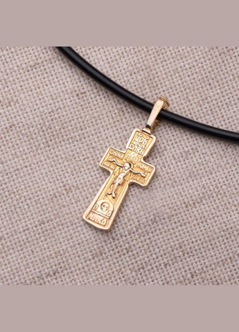 Срібний православний хрестик з позолотою 131796 Oniks (264023102)