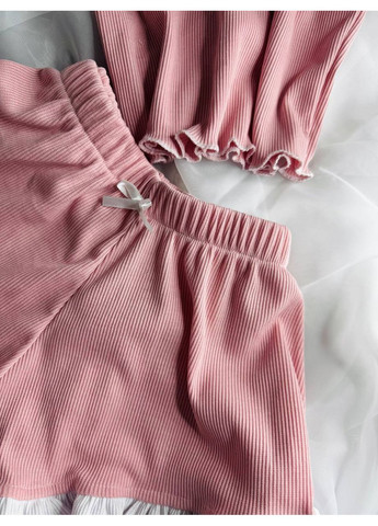 Розовая всесезон нежная трикотажная пижама из мустанга – замеры в описании топ + шорты GD/GL Модний простір