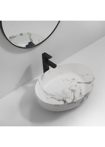 Раковина накладная PREMIUM ELLIPSE-0104 MARBLE 550х415х140mm (MP6554) Mixxus (322074445)