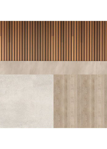 Фотофон вініловий кутовий 3D, дерев’яні рейки, підлога світлий бетон і світле дерево, 60×60 см, №58297 PhotoVinyl (354376858)