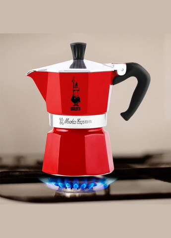 Гейзерная кофеварка Moka Express 130 мл. 3 чашки Красная (R-14240-VS) Bialetti (303348020)