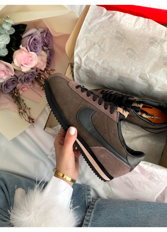 Коричневые демисезонные кроссовки мужские и женские nike cortez brown black | найк кортез коричневые No Brand
