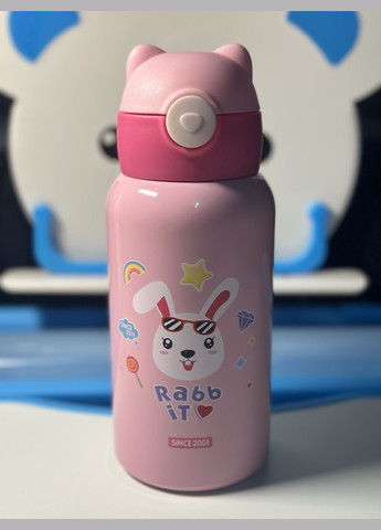 Термос детский с трубочкой Заяц 550 мл розовый No Brand Заєць 550 мл (302891908)