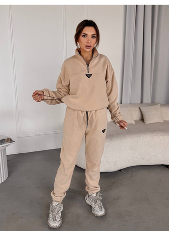 Женский костюм флисовый бежевого цвета 35619 Fashion (366074760)