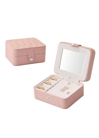 Містка стьобана скринька для прикрас з дзеркалом кольору пильної троянди No Brand (316580413)