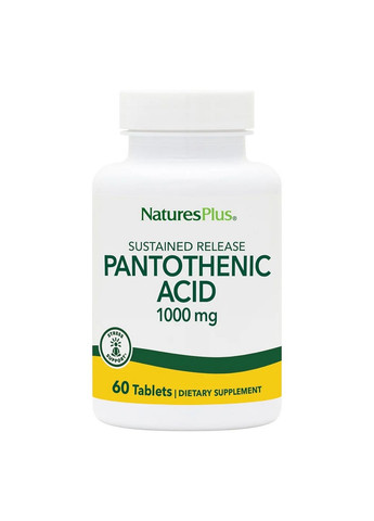 Витамины и минералы Pantothenic Acid 1000 mg, 60 таблеток Natures Plus (293417982)