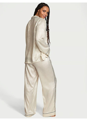 Бежевая всесезон пижама satin long pajama set new Victoria's Secret