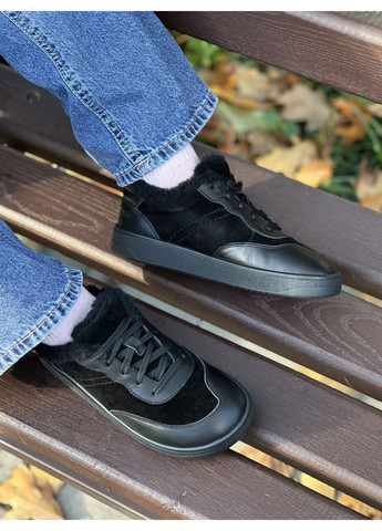 Чорні анатомічні зимові шкіряні кеди Madiro