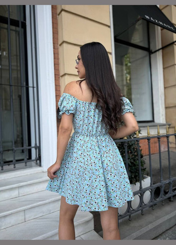 Голубое праздничный, деловое, повседневный, кэжуал платье женское No Brand однотонное