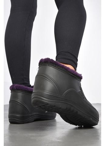 Галоши женские на меху черного цвета Let's Shop (302661030)