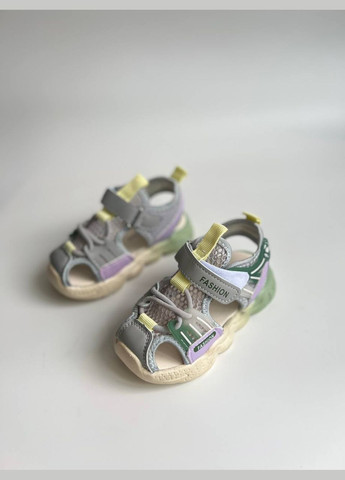 Хаки босоножки с защитой пальчиков на липучках No Brand