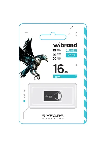 Флеш-накопичувач USB 2.0 16Gb Black (WI2.0/HA16M1B) Wibrand Hawk (340061847)
