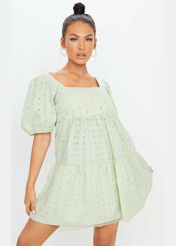 Салатова сукня міні ярусна PrettyLittleThing