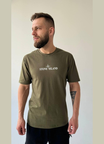 Хаки (оливковая) легкая футболка с лого с коротким рукавом Vakko