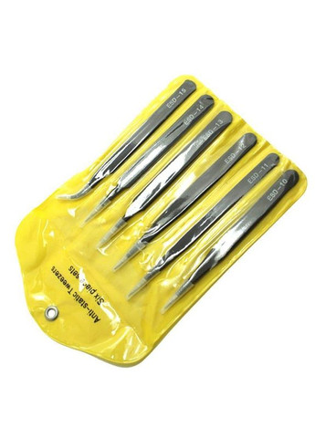 Набір універсальних металевих пінцетів 6 шт. для точних робіт (R051020) Icar (358222022)