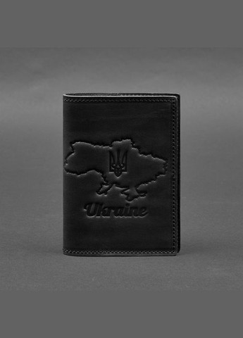 Кожаная обложка для паспорта с картой Украины черный Crazy Horse (A-028087) BlankNote (329186884)
