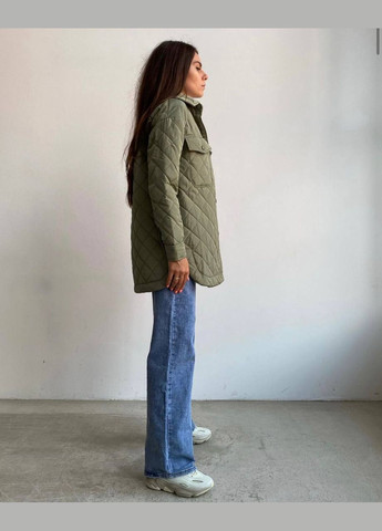 Оливкова (хакі) демісезонна стьобана куртка-сорочка демісезонна Adelante