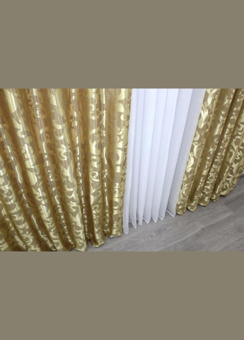 Комплект штори тюль спальні довговічні Золотистий 2 шт. штор 1 х 2.7 м (П4К-Е091шВ-52) No Brand (306633562)